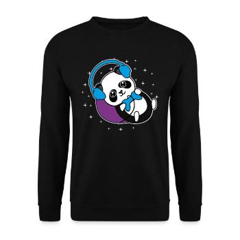 Panda Gamer Pandabär Zocker Geschenkidee - Unisex Pullover - Schwarz - Vorne - Alina (178cm) & Michal (187cm)