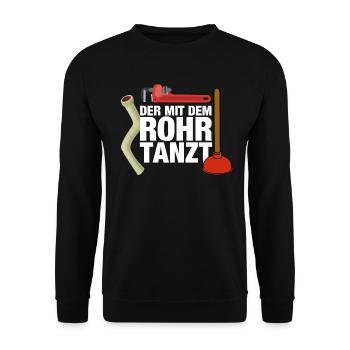 Klempner Spruch Lustig Männer Geschenkidee - Unisex Pullover - Schwarz - Vorne - Alina (178cm) & Michal (187cm)