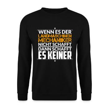 Lustiger Landmaschinenmechaniker Spruch - Unisex Pullover - Schwarz - Vorne - Alina (178cm) & Michal (187cm)