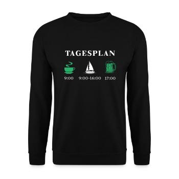 Tagesplan Segeln & Boot Fahren Geschenk - Unisex Pullover - Schwarz - Vorne - Alina (178cm) & Michal (187cm)