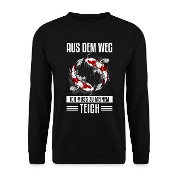 Gartenteich Und Koi Karpfen Liebhaber - Unisex Pullover - Schwarz - Vorne - Alina (178cm) & Michal (187cm)