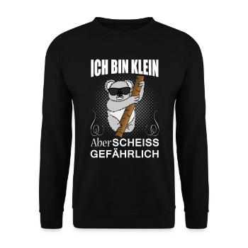 Klein Aber Scheiss Gefährlich Koala Spruch Lustig - Unisex Pullover - Schwarz - Vorne - Alina (178cm) & Michal (187cm)