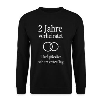 Hochzeitstag Jahrestag 2 Jahre Geschenk Mann Frau - Unisex Pullover - Schwarz - Vorne - Alina (178cm) & Michal (187cm)