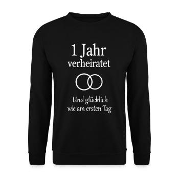 Hochzeitstag Jahrestag 1 Jahr Geschenk Mann Frau - Unisex Pullover - Schwarz - Vorne - Alina (178cm) & Michal (187cm)