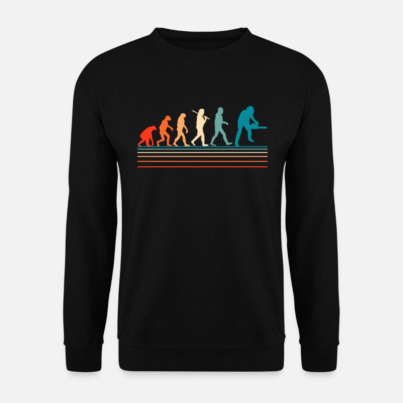Retro Evolution Holzfäller Kettensäge Holz Wald - Unisex Pullover - Schwarz