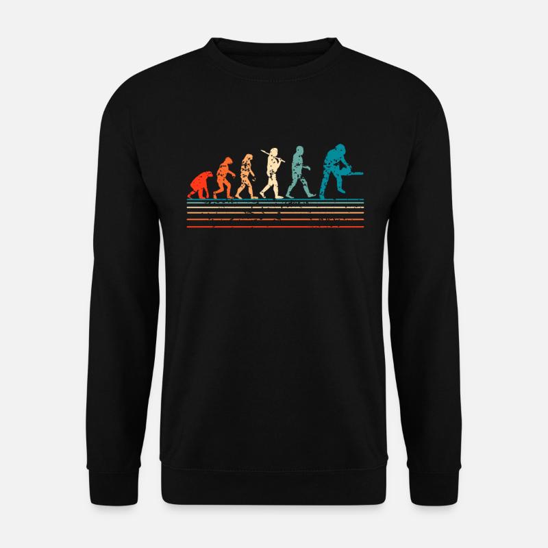 Rétro évolution bûcheron tronçonneuse bois forêt - Sweat-shirt Unisexe - noir