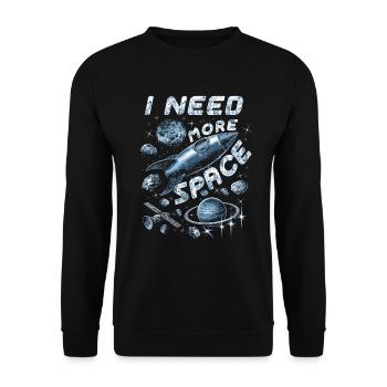 J'AI BESOIN DE PLUS D'ESPACE cadeau étoile planète fusée - Sweat-shirt Unisexe - noir - Devant - Alina (178cm) & Michal (187cm)