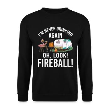 I'm Never Drinking Again Oh Look Fireball Funny - Unisex Pullover - Schwarz - Vorne - Alina (178cm) & Michal (187cm)