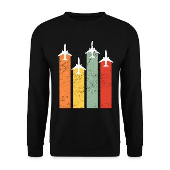 Pilot Aviation Flugzeug Flieger Geschenk Retro - Unisex Pullover - Schwarz - Vorne - Alina (178cm) & Michal (187cm)