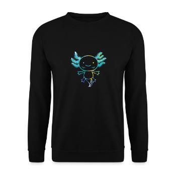 Lustiges Axolotl Amphibien Bunt Tshirt - Unisex Pullover - Schwarz - Vorne - Alina (178cm) & Michal (187cm)