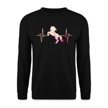 Horse heartbeat horse lover rider gift - Unisex Sweatshirt - black - Front - Alina (178cm) & Michal (187cm)
