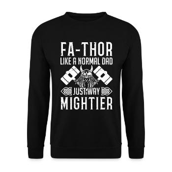 Cadeau de papa Vikings de la fête des pères de Fa-Thor Father Thor - Sweat-shirt Unisexe - noir - Devant - Alina (178cm) & Michal (187cm)