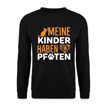Meine Kinder Haben Pfoten Funny Cat Lovers German - Unisex Pullover - Schwarz - Vorne - Alina (178cm) & Michal (187cm)