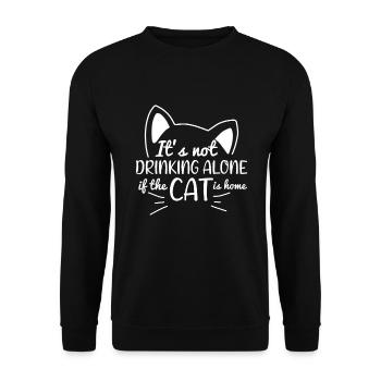 Cats cat alone drinking gift - Unisex Sweatshirt - black - Front - Alina (178cm) & Michal (187cm)