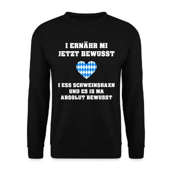 Bayerischer Spruch Lustig Ernährung Diät Geschenk - Unisex Pullover - Schwarz - Vorne - Alina (178cm) & Michal (187cm)