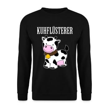 Kuhflüsterer Kuh Lustig Geschenk Bauer Landwirt - Unisex Pullover - Schwarz - Vorne - Alina (178cm) & Michal (187cm)