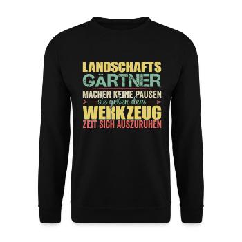 Landschaftsgärtner Gärtner Gartenarbeit Beruf - Unisex Pullover - Schwarz - Vorne - Alina (178cm) & Michal (187cm)