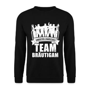 Junggesellenabschied Team Bräutigam JGA - Unisex Pullover - Schwarz - Vorne - Alina (178cm) & Michal (187cm)