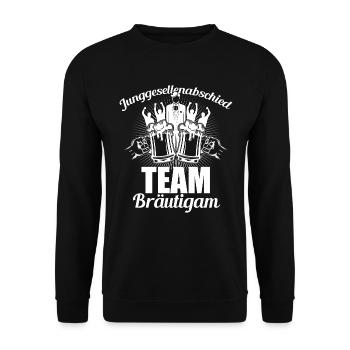 Junggesellenabschied Team Bräutigam JGA - Unisex Pullover - Schwarz - Vorne - Alina (178cm) & Michal (187cm)