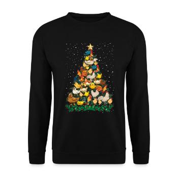 T-shirt drôle de poulet de pin de poulets de Noël - Sweat-shirt Unisexe - noir - Devant - Alina (178cm) & Michal (187cm)