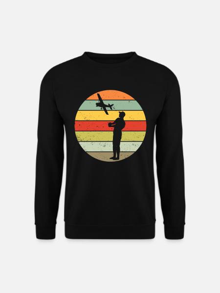 Modellflug Modellbauer Flugzeug Retro Geschenk - Unisex Pullover - Schwarz