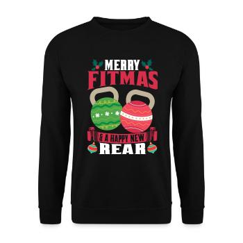 Merry Fitmas Happy New Rear Christmas T Shirt - Unisex Pullover - Schwarz - Vorne - Alina (178cm) & Michal (187cm)