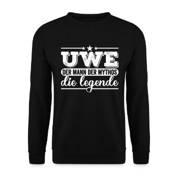 Uwe Namenstag Spruch Geschenk - Unisex Pullover - Schwarz - Vorne - Alina (178cm) & Michal (187cm)