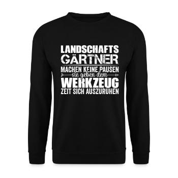 Landschaftsgärtner - Unisex Pullover - Schwarz - Vorne - Alina (178cm) & Michal (187cm)