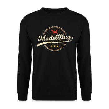 Modellflug Modellbauer Flugzeug Geschenk Retro - Unisex Pullover - Schwarz - Vorne - Alina (178cm) & Michal (187cm)