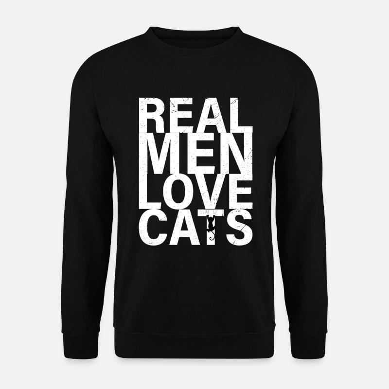 Real Men Love Cats Katzen Papa - Unisex Pullover - Schwarz