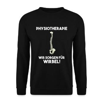 Physiotherapie Wir sorgen für Wirbel - Unisex Pullover - Schwarz - Vorne - Alina (178cm) & Michal (187cm)