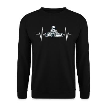 Cadeau de ligne de battement de coeur de course de kart kart kart - Sweat-shirt Unisexe - noir - Devant - Alina (178cm) & Michal (187cm)