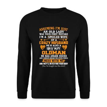 Je suis une femme gâtée d'un mari fou T-shirt - Sweat-shirt Unisexe - noir - Devant - Alina (178cm) & Michal (187cm)