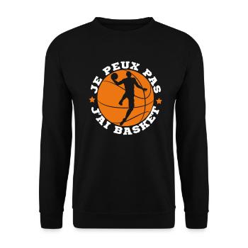 Je Peux Pas J'ai Basket Basketball - Sweat-shirt Unisexe - noir - Devant - Alina (178cm) & Michal (187cm)