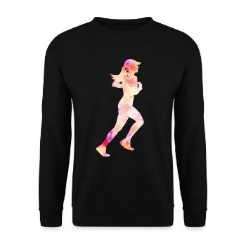 Jogging Running Runner Gift Men Women - Unisex Sweatshirt - black - Front - Alina (178cm) & Michal (187cm)