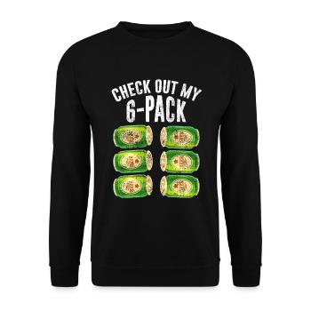 Check out my six pack beer Design für einen Bier - Unisex Pullover - Schwarz - Vorne - Alina (178cm) & Michal (187cm)