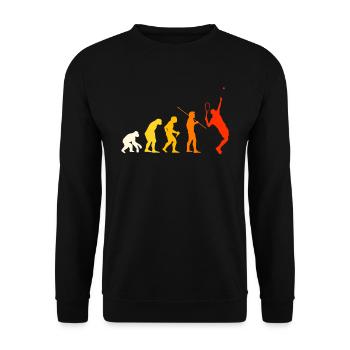 Tennis Evolution Tennisspieler Geschenk - Unisex Pullover - Schwarz - Vorne - Alina (178cm) & Michal (187cm)