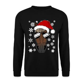 Drôle de cheval De Noël cadeau idée cadeau - Sweat-shirt Unisexe - noir - Devant - Alina (178cm) & Michal (187cm)
