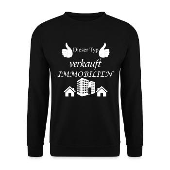 Immobilienmakler Spruch Lustig Makler Geschenk - Unisex Pullover - Schwarz - Vorne - Alina (178cm) & Michal (187cm)