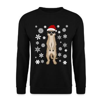 Drôle de cadeau de Noël suricate Santa - Sweat-shirt Unisexe - noir - Devant - Alina (178cm) & Michal (187cm)