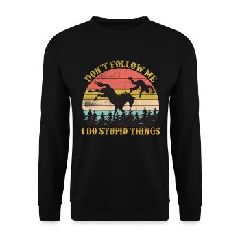 Ne me suivez pas, je fais des choses stupides Équitation - Sweat-shirt Unisexe - noir - Devant - Alina (178cm) & Michal (187cm)