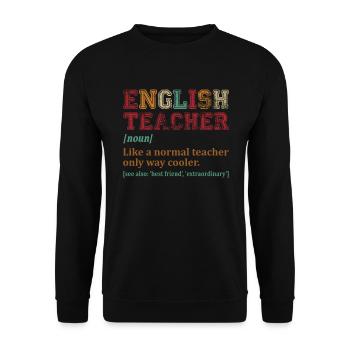 Professeur d'anglais comme un professeur normal seulement Cooler - Sweat-shirt Unisexe - noir - Devant - Alina (178cm) & Michal (187cm)