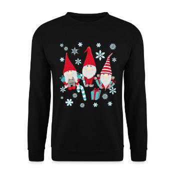 Cute Gnomes Christmas Present Present Idea - Unisex Sweatshirt - black - Front - Alina (178cm) & Michal (187cm)