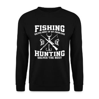 T-shirt de pêche et de chasse disant cadeau - Sweat-shirt Unisexe - noir - Devant - Alina (178cm) & Michal (187cm)