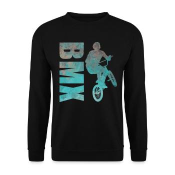 BMX Bike Freestyle Sport Geschenkidee - Unisex Pullover - Schwarz - Vorne - Alina (178cm) & Michal (187cm)