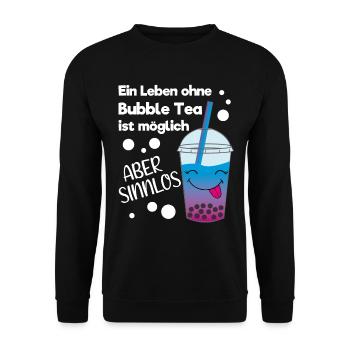 Lustiges Kawaii Bubble Tea Liebhaber Geschenk - Unisex Pullover - Schwarz - Vorne - Alina (178cm) & Michal (187cm)