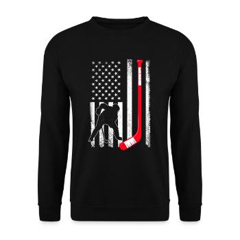 Eishockey USA T-Shirt Geschenk Männer - Unisex Pullover - Schwarz - Vorne - Alina (178cm) & Michal (187cm)