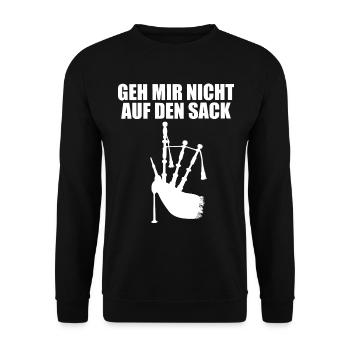 Dudelsack Spieler Sack Lustiger Spruch Geschenk - Unisex Pullover - Schwarz - Vorne - Alina (178cm) & Michal (187cm)