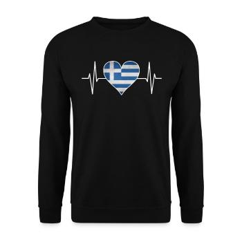Grèce Grèce drapeau coeur cadeau de ligne ECG - Sweat-shirt Unisexe - noir - Devant - Alina (178cm) & Michal (187cm)