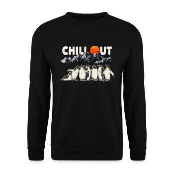 Cadeau de pingouin Chill Out T-shirt - Sweat-shirt Unisexe - noir - Devant - Alina (178cm) & Michal (187cm)